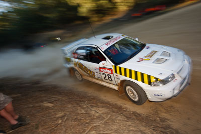 28;21-June-2008;Australia;Erik-Johnsson;Evo-6;John-McCarthy;Mitsubishi-Lancer;Mitsubishi-Lancer-Evolution-VI;QLD;QRC;Queensland;Queensland-Rally-Championship;Sunshine-Coast;auto;motorsport;movement;racing;speed;wide-angle