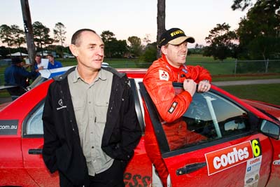 21-June-2008;ARC;Australia;Australian-Rally-Championship;Mark-Stacey;QLD;Queensland;Spencer-Lowndes;Sunshine-Coast;atmosphere;auto;motorsport;movement;portrait;racing;service-park;speed;wide-angle