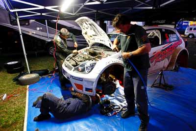 5;21-June-2008;ARC;Australia;Australian-Rally-Championship;Darren-Windus;Ford-Fiesta-S2000;Jonathon-Mortimer;QLD;Queensland;Sunshine-Coast;atmosphere;auto;motorsport;movement;racing;service-park;speed;wide-angle