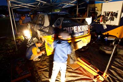 18;21-June-2008;ARC;Australia;Australian-Rally-Championship;David-Callaghan;David-Hills;Evo-9;Mitsubishi-Lancer;Mitsubishi-Lancer-Evolution-IX;QLD;Queensland;Sunshine-Coast;atmosphere;auto;motorsport;movement;racing;service-park;speed;wide-angle