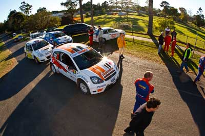 5;22-June-2008;ARC;Australia;Australian-Rally-Championship;Darren-Windus;Ford-Fiesta-S2000;Imbil;Jonathon-Mortimer;QLD;Queensland;Sunshine-Coast;auto;fisheye;motorsport;racing;service-park