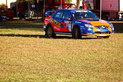 4;22-June-2008;ARC;Australia;Australian-Rally-Championship;David-Green;Imbil;Michael-Guest;QLD;Queensland;Subaru-Impreza-WRX;Sunshine-Coast;auto;motorsport;racing;service-park;telephoto