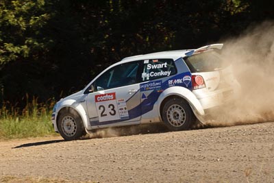 23;22-June-2008;ARC;Australia;Australian-Rally-Championship;Gerard-McConkey;Imbil;Marius-Swart;QLD;Queensland;Sunshine-Coast;Volkswagen-Polo-S2000;auto;motorsport;racing;telephoto