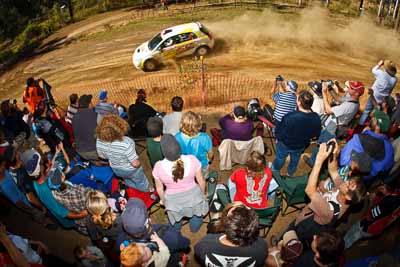 8;22-June-2008;ARC;Anthony-McLoughlin;Australia;Australian-Rally-Championship;Imbil;QLD;Queensland;Stewart-Reid;Sunshine-Coast;Topshot;Toyota-Corolla-Sportivo;auto;crowd;dust;fisheye;motorsport;overhead;racing;spectators