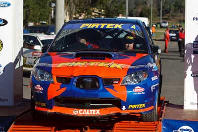 4;22-June-2008;ARC;Australia;Australian-Rally-Championship;David-Green;Imbil;Michael-Guest;QLD;Queensland;Subaru-Impreza-WRX;Sunshine-Coast;auto;motorsport;official-finish;podium;racing;telephoto