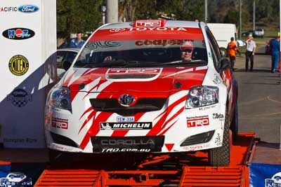 2;22-June-2008;ARC;Australia;Australian-Rally-Championship;Coral-Taylor;Imbil;Neal-Bates;QLD;Queensland;Sunshine-Coast;Team-TRD;Toyota-TRD-Corolla-S2000;auto;motorsport;official-finish;podium;racing;telephoto