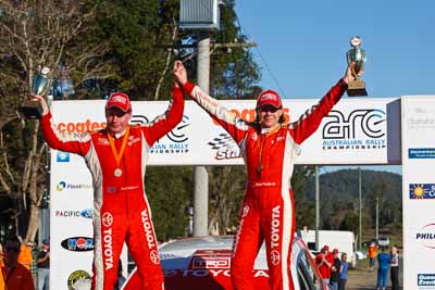 22-June-2008;ARC;Australia;Australian-Rally-Championship;Coral-Taylor;Imbil;Neal-Bates;QLD;Queensland;Sunshine-Coast;auto;motorsport;official-finish;podium;racing;telephoto