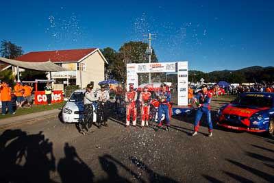 22-June-2008;ARC;Australia;Australian-Rally-Championship;Chris-Murphy;Coral-Taylor;David-Green;Eli-Evans;Imbil;Michael-Guest;Neal-Bates;QLD;Queensland;Sunshine-Coast;auto;motorsport;official-finish;podium;racing;wide-angle