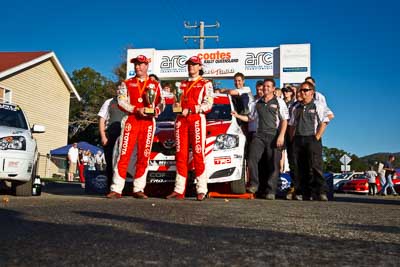 22-June-2008;ARC;Australia;Australian-Rally-Championship;Coral-Taylor;Imbil;Neal-Bates;QLD;Queensland;Sunshine-Coast;auto;motorsport;official-finish;podium;racing;wide-angle