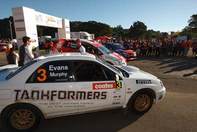 3;22-June-2008;ARC;Australia;Australian-Rally-Championship;Chris-Murphy;Eli-Evans;Imbil;QLD;Queensland;Subaru-Impreza-WRX;Sunshine-Coast;afternoon;auto;motorsport;official-finish;podium;racing;wide-angle