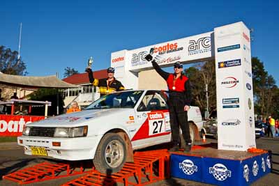 27;22-June-2008;ARC;Australia;Australian-Rally-Championship;Ben-Cullen;Imbil;Matthew-Cullen;QLD;Queensland;Sunshine-Coast;Toyota-Sprinter;afternoon;auto;motorsport;official-finish;podium;racing;wide-angle