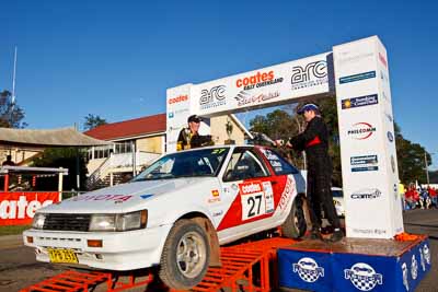 27;22-June-2008;ARC;Australia;Australian-Rally-Championship;Ben-Cullen;Imbil;Matthew-Cullen;QLD;Queensland;Sunshine-Coast;Toyota-Sprinter;auto;motorsport;official-finish;podium;racing;wide-angle