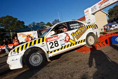 28;22-June-2008;Australia;Erik-Johnsson;Evo-6;Imbil;John-McCarthy;Mitsubishi-Lancer;Mitsubishi-Lancer-Evolution-VI;QLD;QRC;Queensland;Queensland-Rally-Championship;Sunshine-Coast;afternoon;auto;motorsport;official-finish;podium;racing;wide-angle