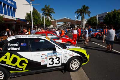 33;14-November-2008;ARC;Australia;Australian-Rally-Championship;Coffs-Coast;Coffs-Harbour;Mark-Beard;Mark-Willard;NSW;NSW-Rally-Championship;NSWRC;New-South-Wales;Subaru-Impreza-RS;auto;ceremonial-start;media-day;motorsport;racing;wide-angle