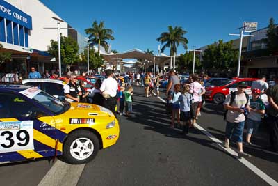 39;14-November-2008;ARC;Adam-Kennedy;Australia;Australian-Rally-Championship;Coffs-Coast;Coffs-Harbour;Evo-3;Grant-Kennedy;Mitsubishi-Lancer;Mitsubishi-Lancer-Evolution-III;NSW;NSW-Rally-Championship;NSWRC;New-South-Wales;auto;ceremonial-start;crowd;media-day;motorsport;portrait;racing;spectators;wide-angle