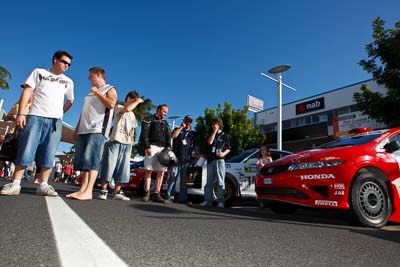 19;14-November-2008;ARC;Australia;Australian-Rally-Championship;Coffs-Coast;Coffs-Harbour;Guy-Wilks;Honda-Civic-Type-R;NSW;New-South-Wales;Phillip-Pugh;auto;ceremonial-start;crowd;media-day;motorsport;racing;sky;spectators;wide-angle