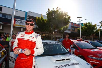 14-November-2008;ARC;Australia;Australian-Rally-Championship;Coffs-Coast;Coffs-Harbour;Guy-Wilks;NSW;New-South-Wales;auto;ceremonial-start;media-day;motorsport;portrait;racing;sun;wide-angle