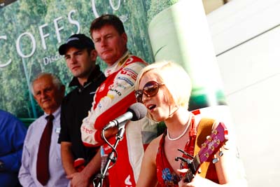 14-November-2008;ARC;Australia;Australian-Rally-Championship;Coffs-Coast;Coffs-Harbour;NSW;New-South-Wales;artist;auto;ceremonial-start;guitar;media-day;motorsport;performance;portrait;racing;singer;telephoto