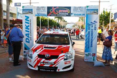 1;14-November-2008;ARC;Australia;Australian-Rally-Championship;Coffs-Coast;Coffs-Harbour;NSW;New-South-Wales;Simon-Evans;Sue-Evans;Team-TRD;Toyota-TRD-Corolla-S2000;auto;ceremonial-start;media-day;motorsport;racing;wide-angle