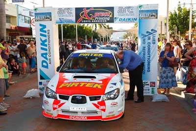 4;14-November-2008;ARC;Australia;Australian-Rally-Championship;Coffs-Coast;Coffs-Harbour;David-Green;Michael-Guest;NSW;New-South-Wales;Subaru-Impreza-WRX-STI;auto;ceremonial-start;media-day;motorsport;racing;wide-angle