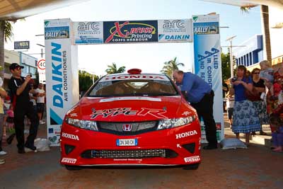 19;14-November-2008;ARC;Australia;Australian-Rally-Championship;Coffs-Coast;Coffs-Harbour;Guy-Wilks;Honda-Civic-Type-R;NSW;New-South-Wales;Phillip-Pugh;auto;ceremonial-start;media-day;motorsport;racing;wide-angle