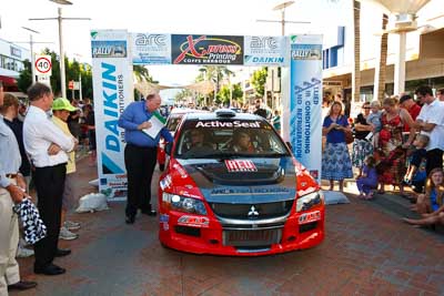 10;14-November-2008;ARC;Australia;Australian-Rally-Championship;Coffs-Coast;Coffs-Harbour;Evo-9;Justin-Dowel;Matt-Lee;Mitsubishi-Lancer;Mitsubishi-Lancer-Evolution-IX;NSW;New-South-Wales;auto;ceremonial-start;media-day;motorsport;racing;wide-angle