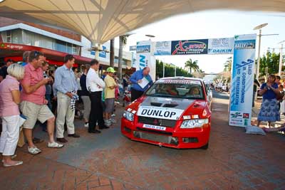 21;14-November-2008;ARC;Australia;Australian-Rally-Championship;Coffs-Coast;Coffs-Harbour;Dennis-Dunlop;Evo-7;Jacqueline-Dunlop;Mitsubishi-Lancer;Mitsubishi-Lancer-Evolution-VII;NSW;New-South-Wales;auto;ceremonial-start;media-day;motorsport;racing;wide-angle