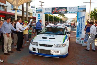 22;14-November-2008;ARC;Australia;Australian-Rally-Championship;Coffs-Coast;Coffs-Harbour;Evo-6;Mitsubishi-Lancer;Mitsubishi-Lancer-Evolution-VI;NSW;New-South-Wales;Rebecca-Smart;Ryan-Smart;auto;ceremonial-start;media-day;motorsport;racing;wide-angle