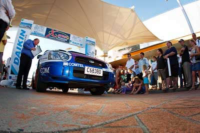 25;14-November-2008;ARC;Australia;Australian-Rally-Championship;Coffs-Coast;Coffs-Harbour;John-McCarthy;Matthew-van-Tuinen;NSW;New-South-Wales;Subaru-Impreza-WRX-STI;auto;ceremonial-start;fisheye;media-day;motorsport;racing