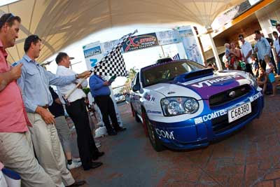 25;14-November-2008;ARC;Australia;Australian-Rally-Championship;Coffs-Coast;Coffs-Harbour;John-McCarthy;Matthew-van-Tuinen;NSW;New-South-Wales;Subaru-Impreza-WRX-STI;auto;ceremonial-start;fisheye;media-day;motorsport;racing