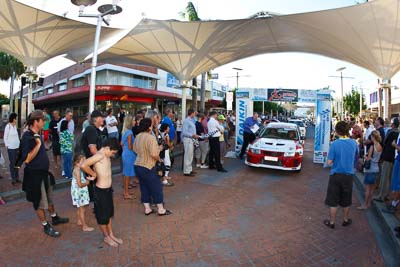 30;14-November-2008;ARC;Australia;Australian-Rally-Championship;Coffs-Coast;Coffs-Harbour;Evo-6;Lorelle-Tonna;Mitsubishi-Lancer;Mitsubishi-Lancer-Evolution-VI;NSW;New-South-Wales;Stephen-Tonna;auto;ceremonial-start;fisheye;media-day;motorsport;racing