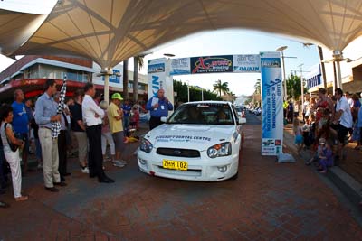 12;14-November-2008;ARC;Australia;Australian-Rally-Championship;Coffs-Coast;Coffs-Harbour;John-Berne;NSW;NSW-Rally-Championship;NSWRC;New-South-Wales;Subaru-Impreza-RS;Tony-Best;auto;ceremonial-start;fisheye;media-day;motorsport;racing