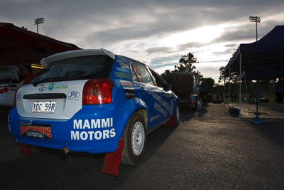 7;15-November-2008;ARC;Australia;Australian-Rally-Championship;Coffs-Coast;Coffs-Harbour;Glen-Raymond;Matt-Raymond;NSW;New-South-Wales;Toyota-Corolla-Sportivo;atmosphere;auto;motorsport;racing;service-centre;service-park;wide-angle