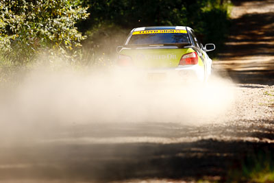 33;15-November-2008;ARC;Australia;Australian-Rally-Championship;Coffs-Coast;Coffs-Harbour;Mark-Beard;Mark-Willard;NSW;NSW-Rally-Championship;NSWRC;New-South-Wales;Subaru-Impreza-RS;Topshot;auto;dust;motorsport;racing;rear-end;special-stage;super-telephoto