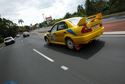 20;15-November-2008;ARC;Australia;Australian-Rally-Championship;Coffs-Coast;Coffs-Harbour;Evo-6;John-Goasdoue;Mitsubishi-Lancer;Mitsubishi-Lancer-Evolution-VI;NSW;New-South-Wales;Tom-Smith;auto;liason;motorsport;movement;public-road;racing;speed;wide-angle