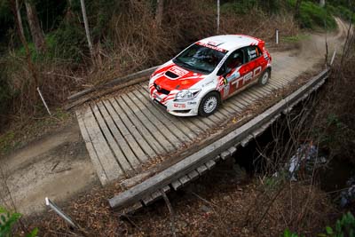 1;15-November-2008;ARC;Australia;Australian-Rally-Championship;Coffs-Coast;Coffs-Harbour;NSW;New-South-Wales;Simon-Evans;Sue-Evans;Team-TRD;Toyota-TRD-Corolla-S2000;auto;bridge;fisheye;motorsport;racing;special-stage