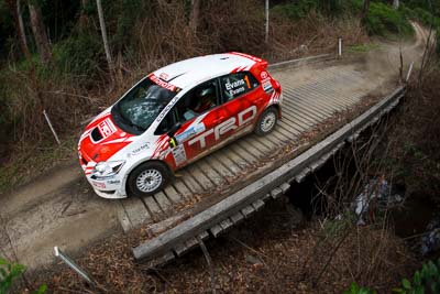 1;15-November-2008;ARC;Australia;Australian-Rally-Championship;Coffs-Coast;Coffs-Harbour;NSW;New-South-Wales;Simon-Evans;Sue-Evans;Team-TRD;Toyota-TRD-Corolla-S2000;auto;bridge;fisheye;motorsport;racing;special-stage