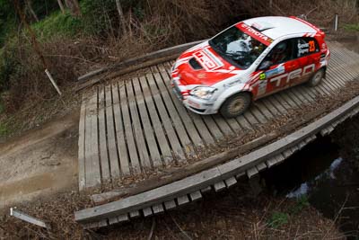 23;15-November-2008;ARC;Anne-Gigney;Australia;Australian-Rally-Championship;Coffs-Coast;Coffs-Harbour;NSW;New-South-Wales;Paul-Gover;Toyota-Corolla-Sportivo;auto;bridge;fisheye;motorsport;racing;special-stage