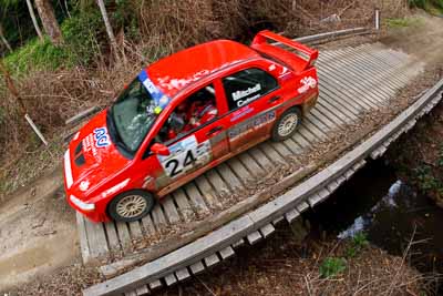 24;15-November-2008;ARC;Australia;Australian-Rally-Championship;Coffs-Coast;Coffs-Harbour;Evo-7;Jo-Cadman;John-Mitchell;Mitsubishi-Lancer;Mitsubishi-Lancer-Evolution-VII;NSW;NSW-Rally-Championship;NSWRC;New-South-Wales;Topshot;auto;bridge;creek;fisheye;motorsport;overhead;racing;special-stage