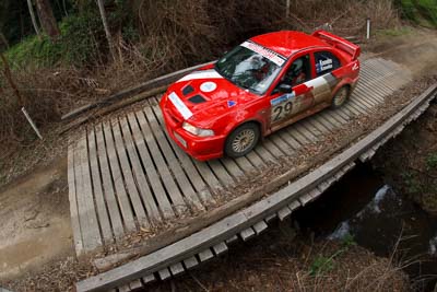 29;15-November-2008;ARC;Australia;Australian-Rally-Championship;Coffs-Coast;Coffs-Harbour;Evo-6;Margot-Knowles;Mitsubishi-Lancer;Mitsubishi-Lancer-Evolution-VI;NSW;New-South-Wales;Simon-Knowles;auto;bridge;fisheye;motorsport;racing;special-stage