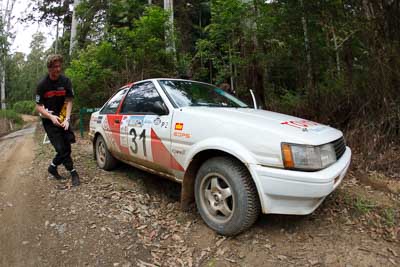 31;15-November-2008;ARC;Australia;Australian-Rally-Championship;Ben-Cullen;Coffs-Coast;Coffs-Harbour;Matthew-Cullen;NSW;NSW-Rally-Championship;NSWRC;New-South-Wales;Toyota-Corolla-Levin;auto;fisheye;motorsport;racing;special-stage