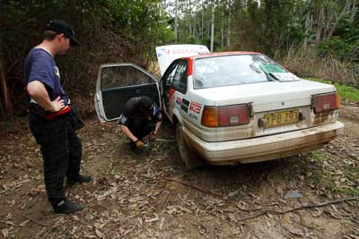 31;15-November-2008;ARC;Australia;Australian-Rally-Championship;Ben-Cullen;Coffs-Coast;Coffs-Harbour;Matthew-Cullen;NSW;NSW-Rally-Championship;NSWRC;New-South-Wales;Toyota-Corolla-Levin;auto;motorsport;movement;racing;special-stage;speed;wide-angle