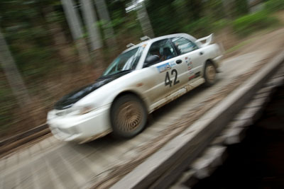 42;15-November-2008;ARC;Australia;Australian-Rally-Championship;Coffs-Coast;Coffs-Harbour;Evo-3;Mitsubishi-Lancer;Mitsubishi-Lancer-Evolution-III;NSW;NSW-Rally-Championship;NSWRC;New-South-Wales;Nigel-Shellshear;Paul-Fletcher;auto;bridge;motorsport;movement;racing;special-stage;speed;wide-angle