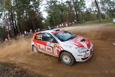 23;16-November-2008;ARC;Anne-Gigney;Australia;Australian-Rally-Championship;Coffs-Coast;Coffs-Harbour;NSW;New-South-Wales;Paul-Gover;Toyota-Corolla-Sportivo;auto;fisheye;motorsport;racing;special-stage