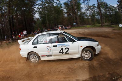 42;16-November-2008;ARC;Australia;Australian-Rally-Championship;Coffs-Coast;Coffs-Harbour;Evo-3;Mitsubishi-Lancer;Mitsubishi-Lancer-Evolution-III;NSW;NSW-Rally-Championship;NSWRC;New-South-Wales;Nigel-Shellshear;Paul-Fletcher;auto;fisheye;motorsport;racing;special-stage