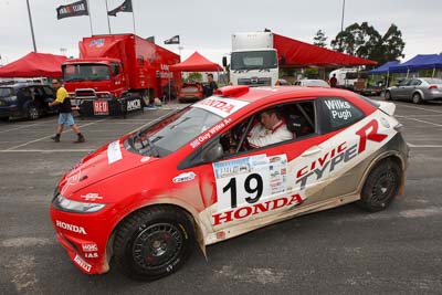 19;16-November-2008;ARC;Australia;Australian-Rally-Championship;Coffs-Coast;Coffs-Harbour;Guy-Wilks;Honda-Civic-Type-R;NSW;New-South-Wales;Phillip-Pugh;auto;motorsport;racing;service-centre;service-park;wide-angle