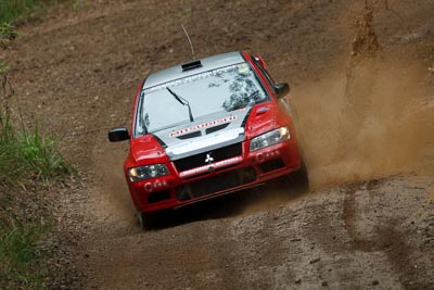 17;16-November-2008;ARC;Australia;Australian-Rally-Championship;Coffs-Coast;Coffs-Harbour;Evo-7;Helen-Cheers;Michael-Boaden;Mitsubishi-Lancer;Mitsubishi-Lancer-Evolution-VII;NSW;New-South-Wales;auto;dirt;motorsport;mud;racing;rain;special-stage;splash;super-telephoto;water