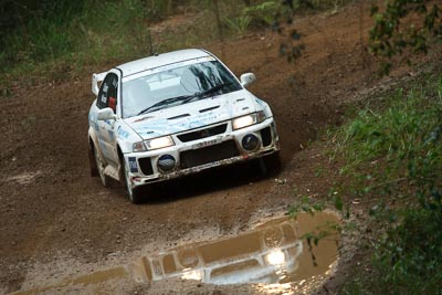 18;16-November-2008;ARC;Australia;Australian-Rally-Championship;Ben-Atkinson;Coffs-Coast;Coffs-Harbour;Evo-5;Mitsubishi-Lancer;Mitsubishi-Lancer-Evolution-V;NSW;NSW-Rally-Championship;NSWRC;Nathan-Quinn;New-South-Wales;auto;dirt;motorsport;mud;racing;rain;special-stage;splash;super-telephoto;water