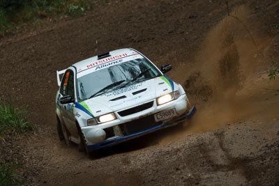 22;16-November-2008;ARC;Australia;Australian-Rally-Championship;Coffs-Coast;Coffs-Harbour;Evo-6;Mitsubishi-Lancer;Mitsubishi-Lancer-Evolution-VI;NSW;New-South-Wales;Rebecca-Smart;Ryan-Smart;auto;dirt;motorsport;mud;racing;rain;special-stage;splash;super-telephoto;water