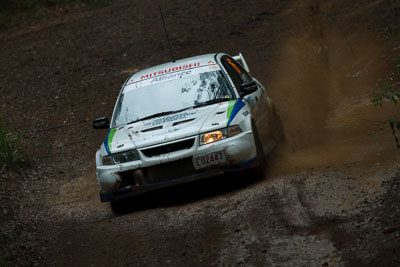 16;16-November-2008;ARC;Australia;Australian-Rally-Championship;Bruce-Fullerton;Coffs-Coast;Coffs-Harbour;Evo-6;Hugh-Reardon‒Smith;Mitsubishi-Lancer;Mitsubishi-Lancer-Evolution-VI;NSW;New-South-Wales;auto;dirt;motorsport;mud;racing;rain;special-stage;splash;super-telephoto;water